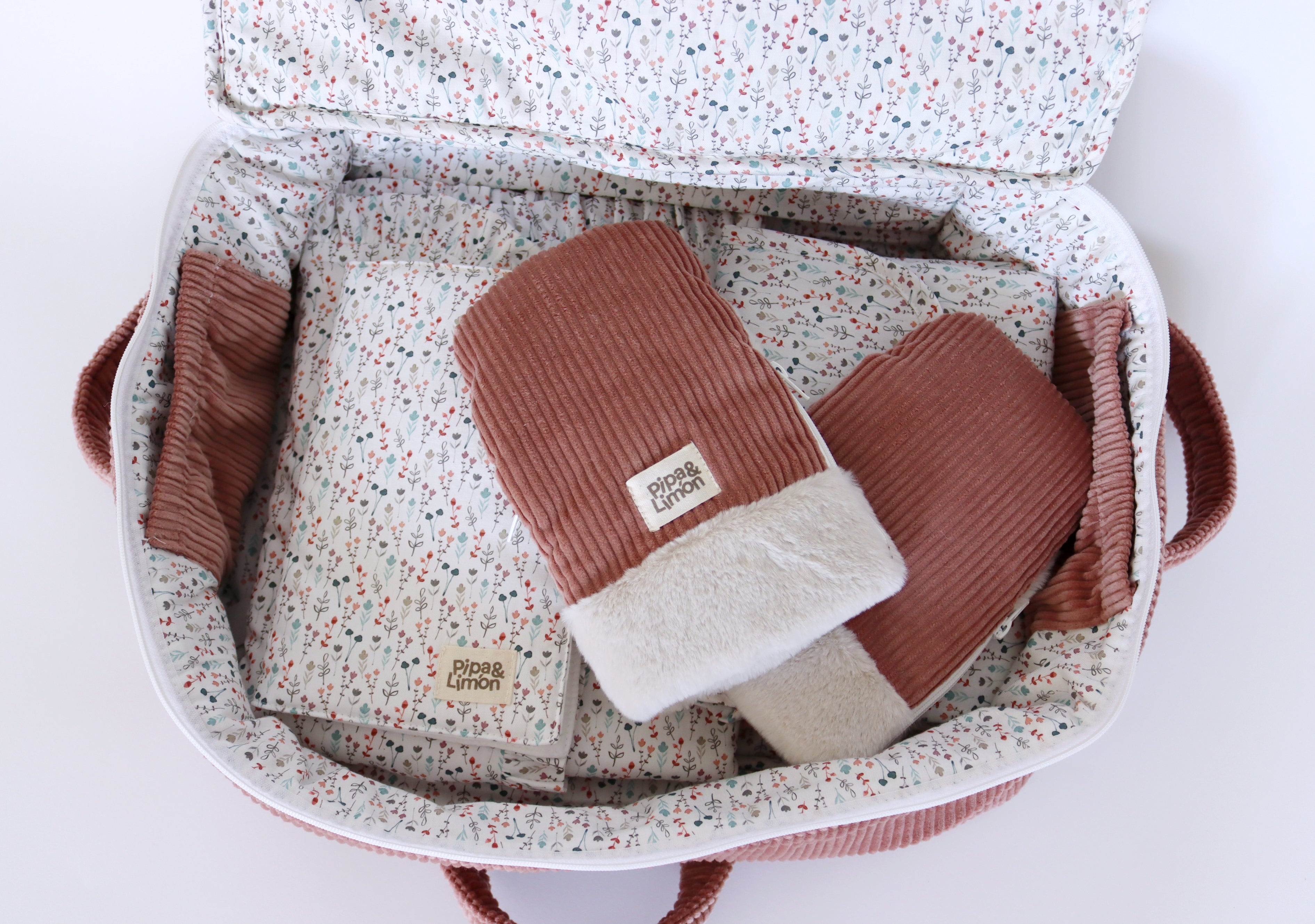 Maleta maternidad FLAVIA pana rosa