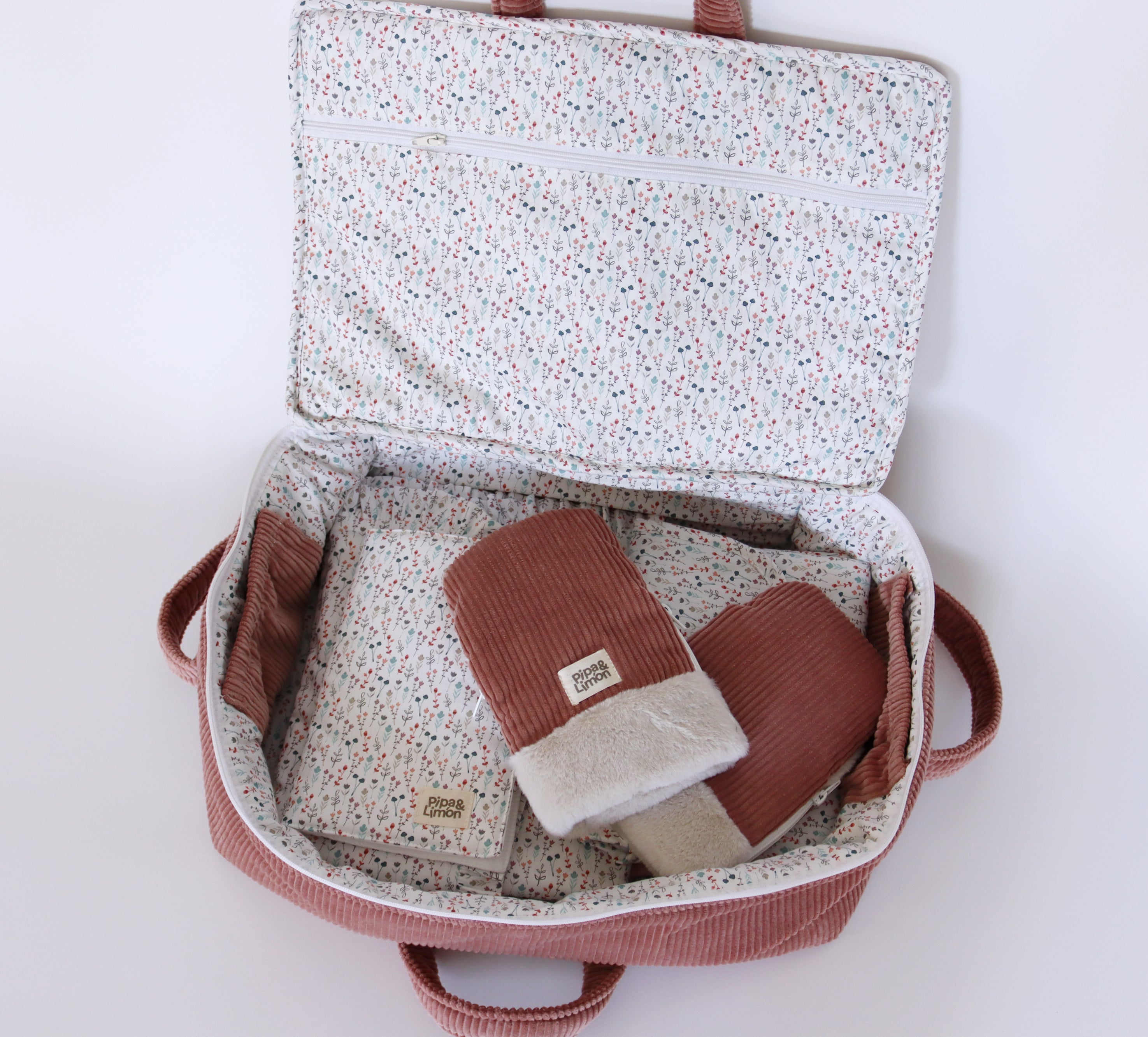 Maleta maternidad FLAVIA pana rosa