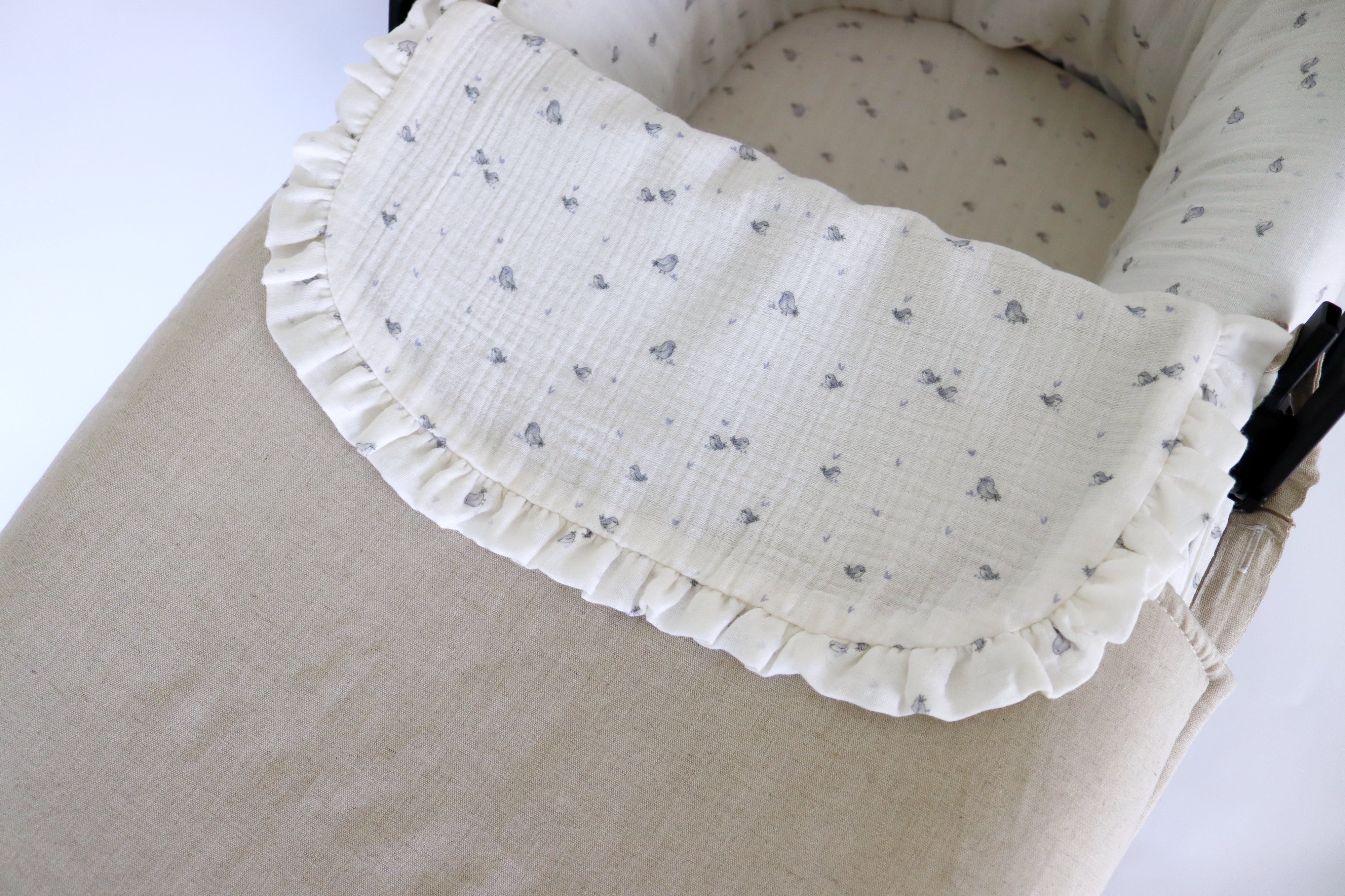 Colcha universal BIRDS AZUL lino beige