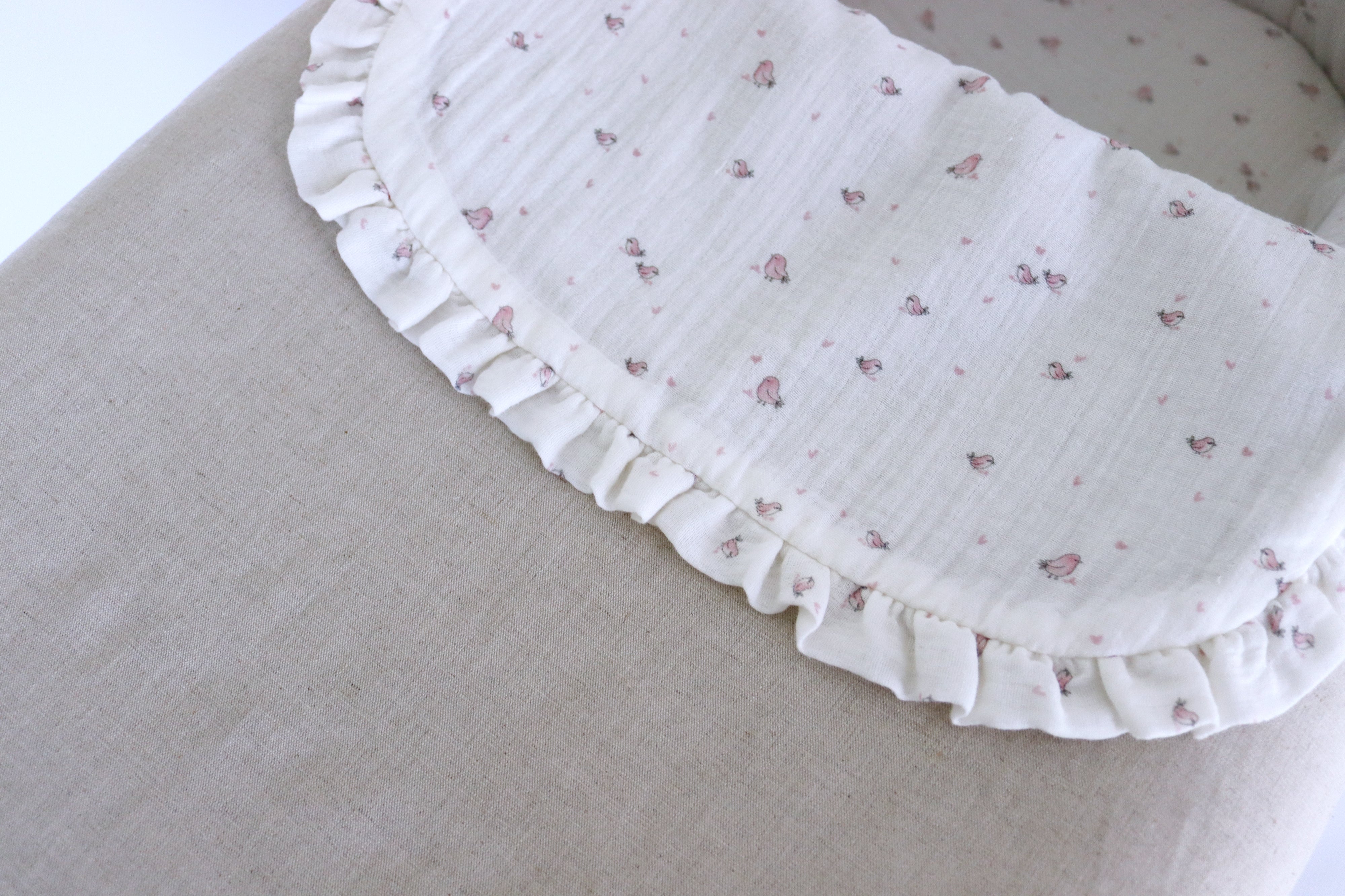 Colcha universal BIRDS ROSA lino beige