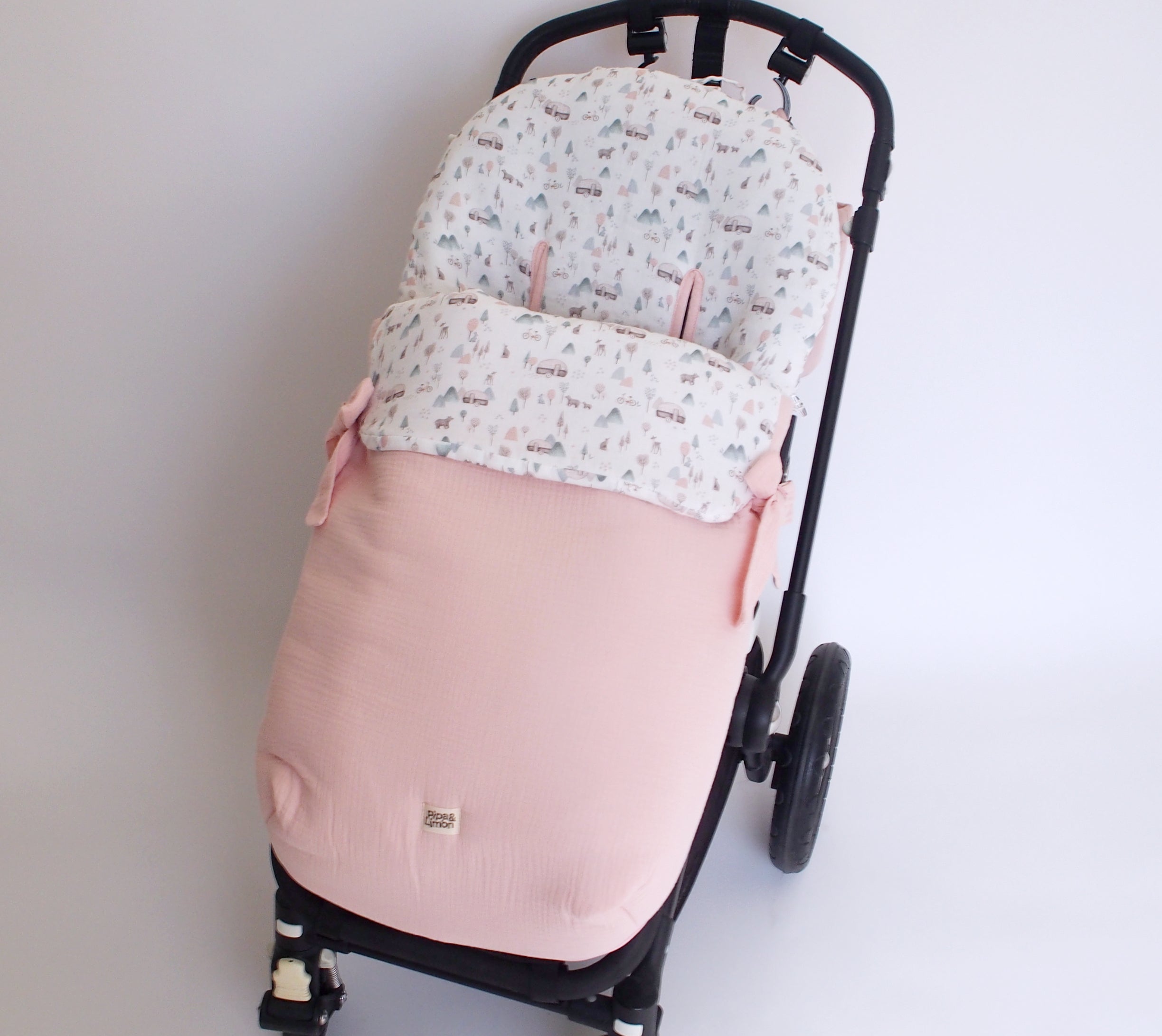 Saco silla paseo universal invierno. Sacos de silla de bebe lavable con  Ecopiel e interior 100% algodón. Flower Koala pink